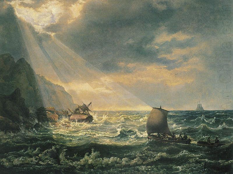 Skipbrudd ved Caprikysten, johann christian Claussen Dahl